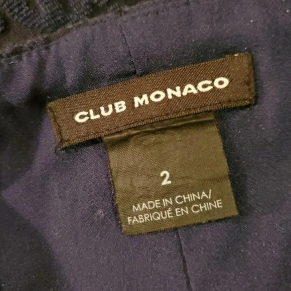 NWOT Club Monaco navy lace overlay tapestry mini skirt Size 2 - Picture 4 of 5